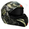 Hawk Aviator Skull Dual-Visor Modular Black Matte Motorcycle Helmet